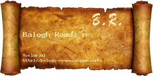 Balogh Román névjegykártya